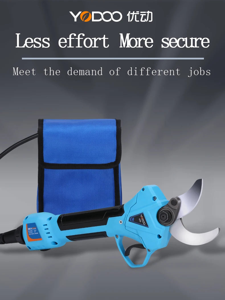 36V Longlife Use Powerful 35MM Electric Pruning Shears Rechargeable Battery Power Shears LED Screen Display Gardening Pruner