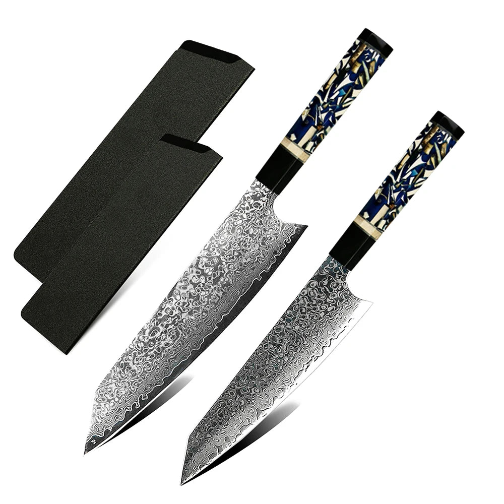 Yangjiang Amber 2021 Newly Designed Damascus 67 Layers Vg10 Steel 6 Inch Kitchen Kiristuke Knife with Buffalo Horn and Mammonth