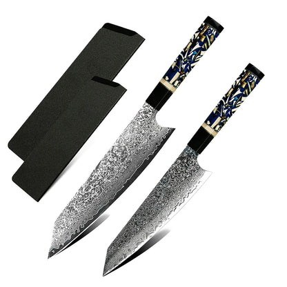 Yangjiang Amber 2021 Newly Designed Damascus 67 Layers Vg10 Steel 6 Inch Kitchen Kiristuke Knife with Buffalo Horn and Mammonth