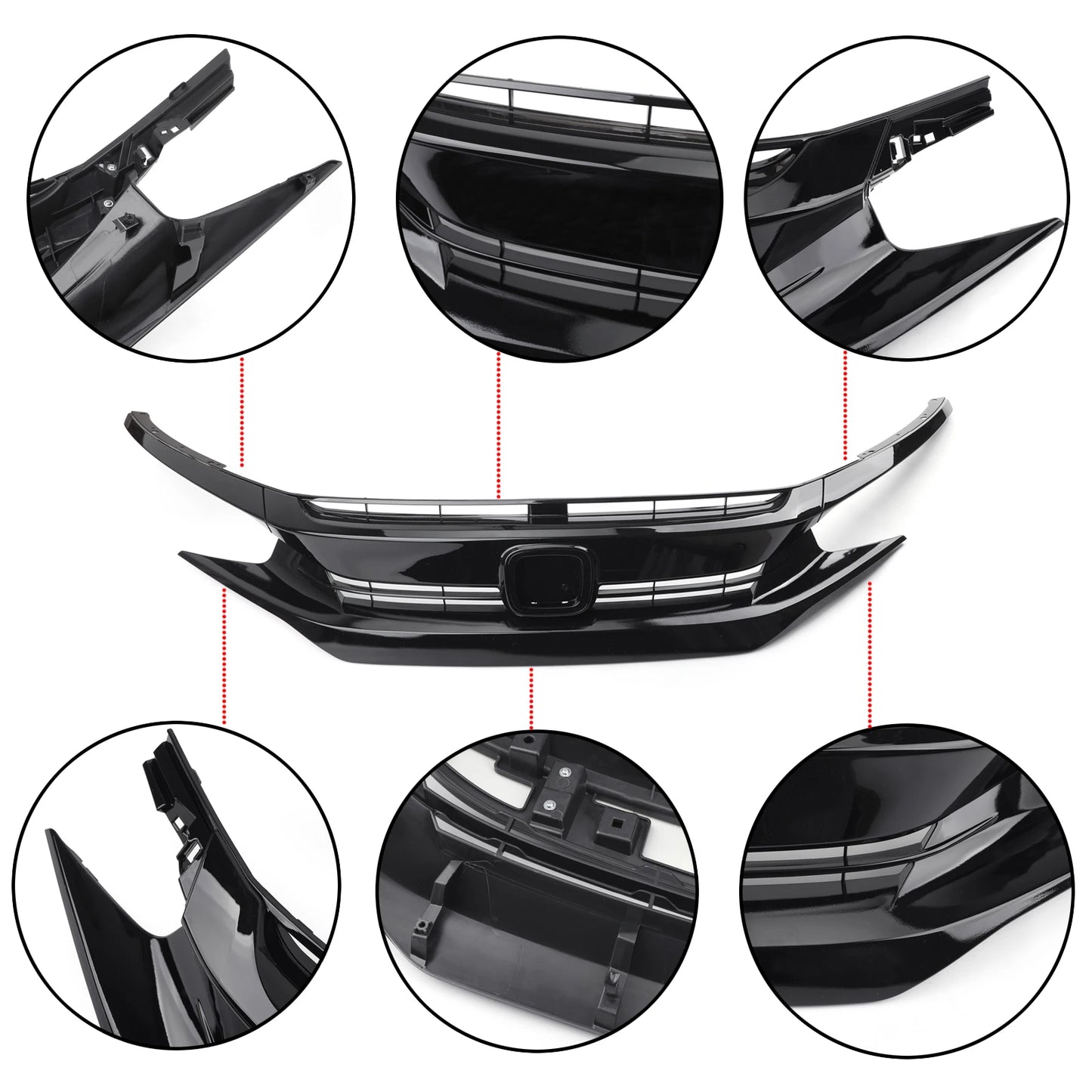 For Honda Civic Coupe Sedan 2016 2017 2018 Front Hood Grill Grille Eyelid With Letter US Stock