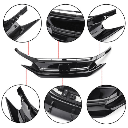 For Honda Civic Coupe Sedan 2016 2017 2018 Front Hood Grill Grille Eyelid With Letter US Stock