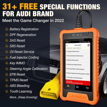 2025Creader Elite Full System CAR Obd Code Reader Scanner ELM327 OBD2 Automotriz Diagnostic Tool for Audi