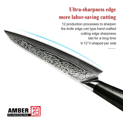 Professional 8 Piece Damascus Kitchen Knives Set VG 10 Steel Core 67 Layers with Black G10 Handle