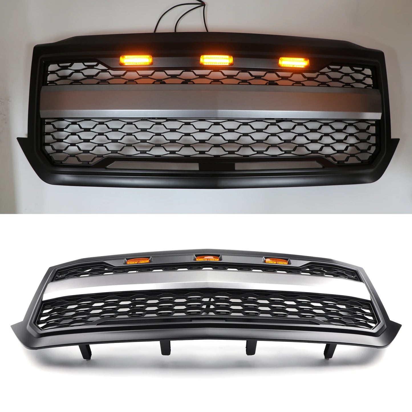LED Light Front Bumper Grill Grille Chevrolet Silverado 1500 2016 2017 2018 With Letter