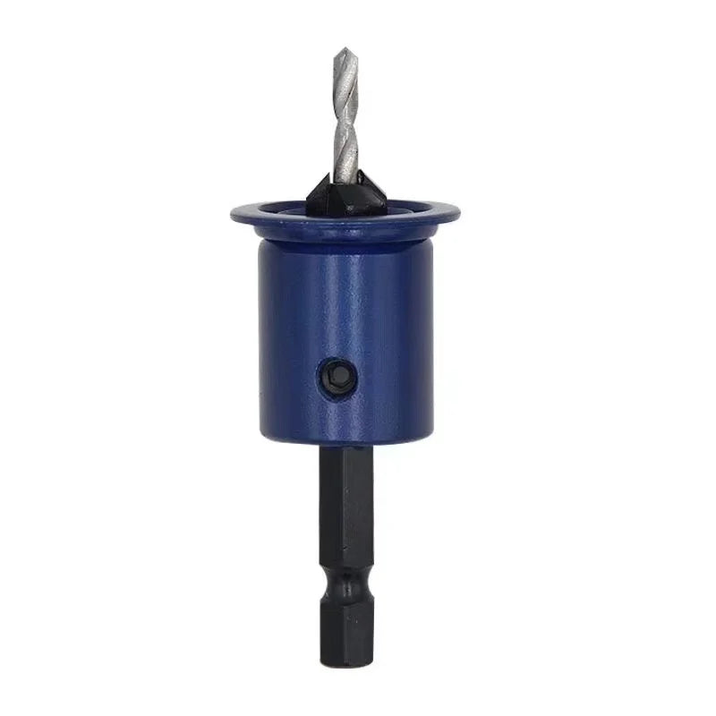 Blue Hex TCT Countersink Drill With Stopper Alloy Head Conical Step Drill With Screw Mounted Woodworking Drilling Bit