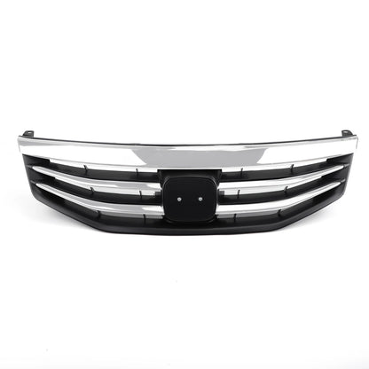 Front Upper Bumper Hood Black Chrome Grille for Honda Accord 2011-2012 WIth Logo