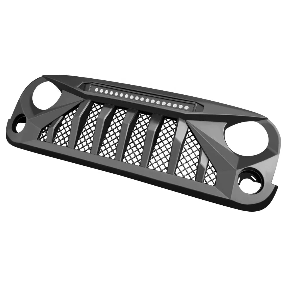 US Stovk Mars Style Front Grille With LED Lights for Jeep Wrangler JK 2007-2018