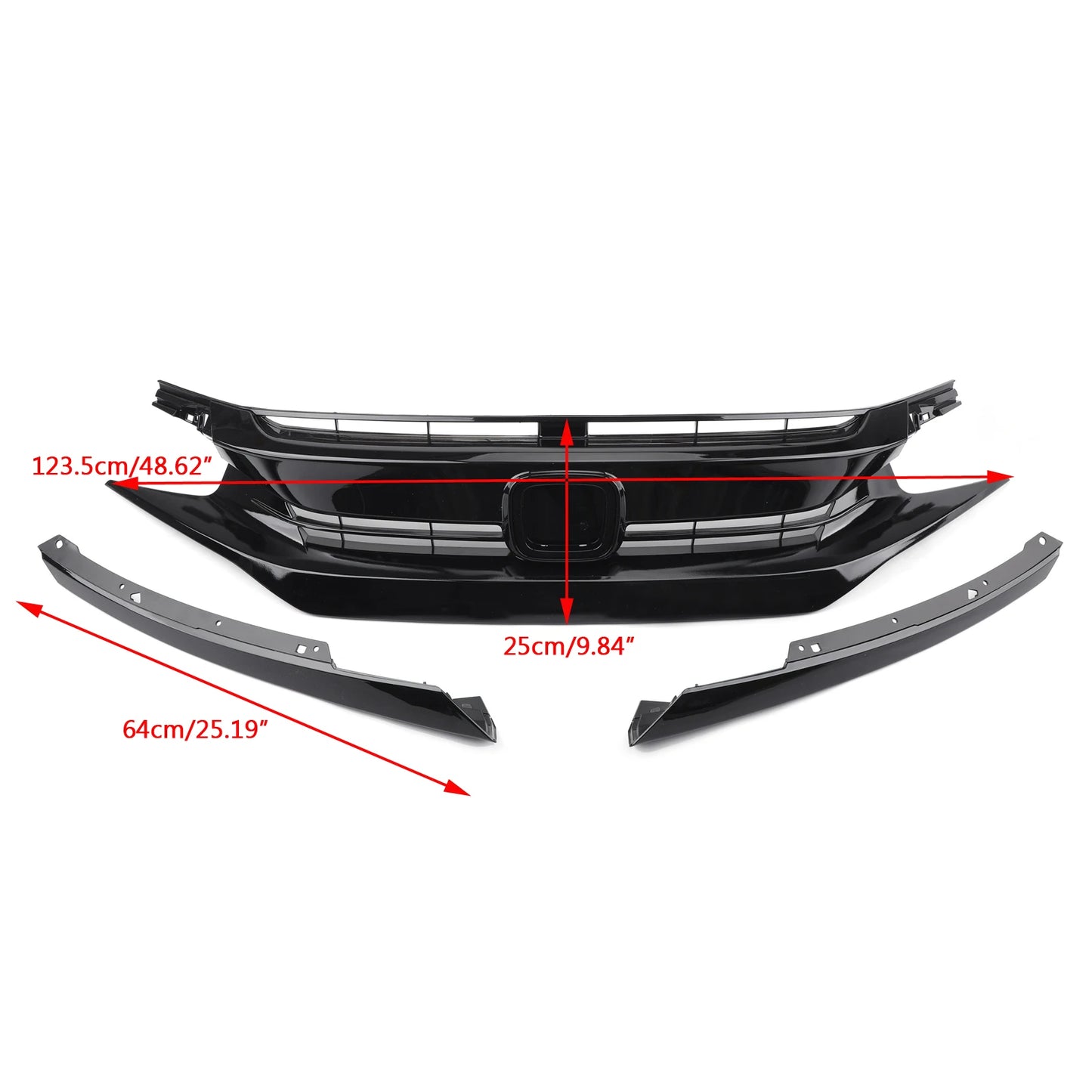 For Honda Civic Coupe Sedan 2016 2017 2018 Front Hood Grill Grille Eyelid With Letter US Stock