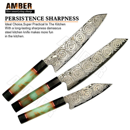 Yangjiang Amber Private Black Blade VG10 Japanese Damascus Steel Knife