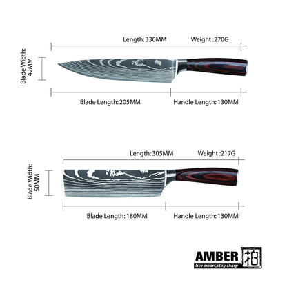 2021 New Design 5Cr15MoV Kitchen Knife Set with Premium Pakkwood Handle Chef Knife