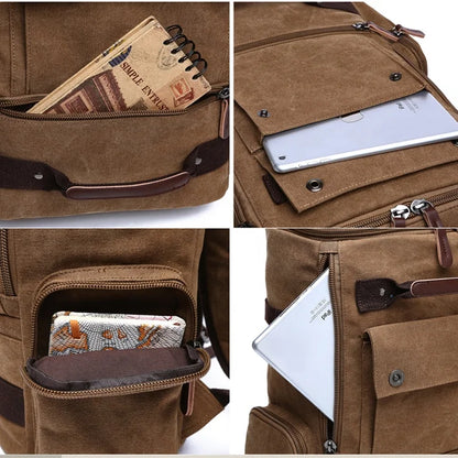 ZUOLUNDUO High Capacity Casual Canvas Travel Backpack Vintage Backpack Men's Backpacks