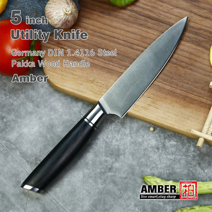 Hiigh Quality Multipurpose Pakkawood Handle 5inch Utility Kitchen Knife