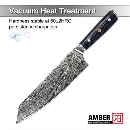 YANGJANG AMBER Premium Honey Comb Resin Handle Damascus Steel Vg10 Japanese Knife/knife Set