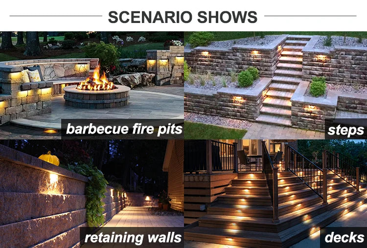 USA Warehouse Low Voltage Led Retaining Wall Stone Lights Outdoor Garden Paver Patio Landscape Stair Step Hardscape Light