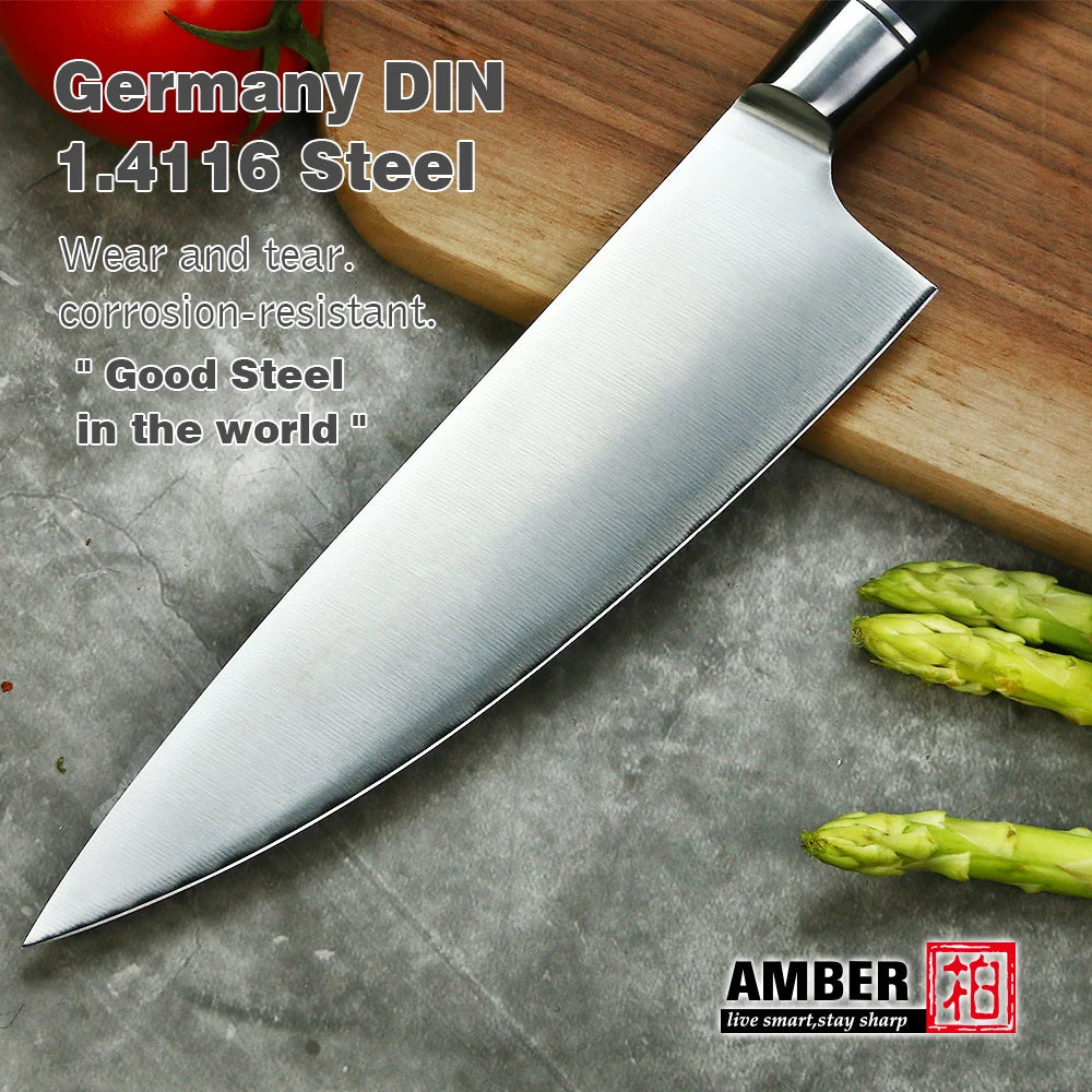 Custom Logo 8 Inch High Carbon German Stainless Steel Chef Knife Wood Handle
