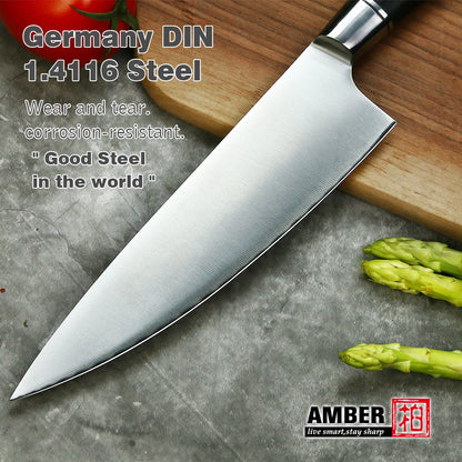 Custom Logo 8 Inch High Carbon German Stainless Steel Chef Knife Wood Handle