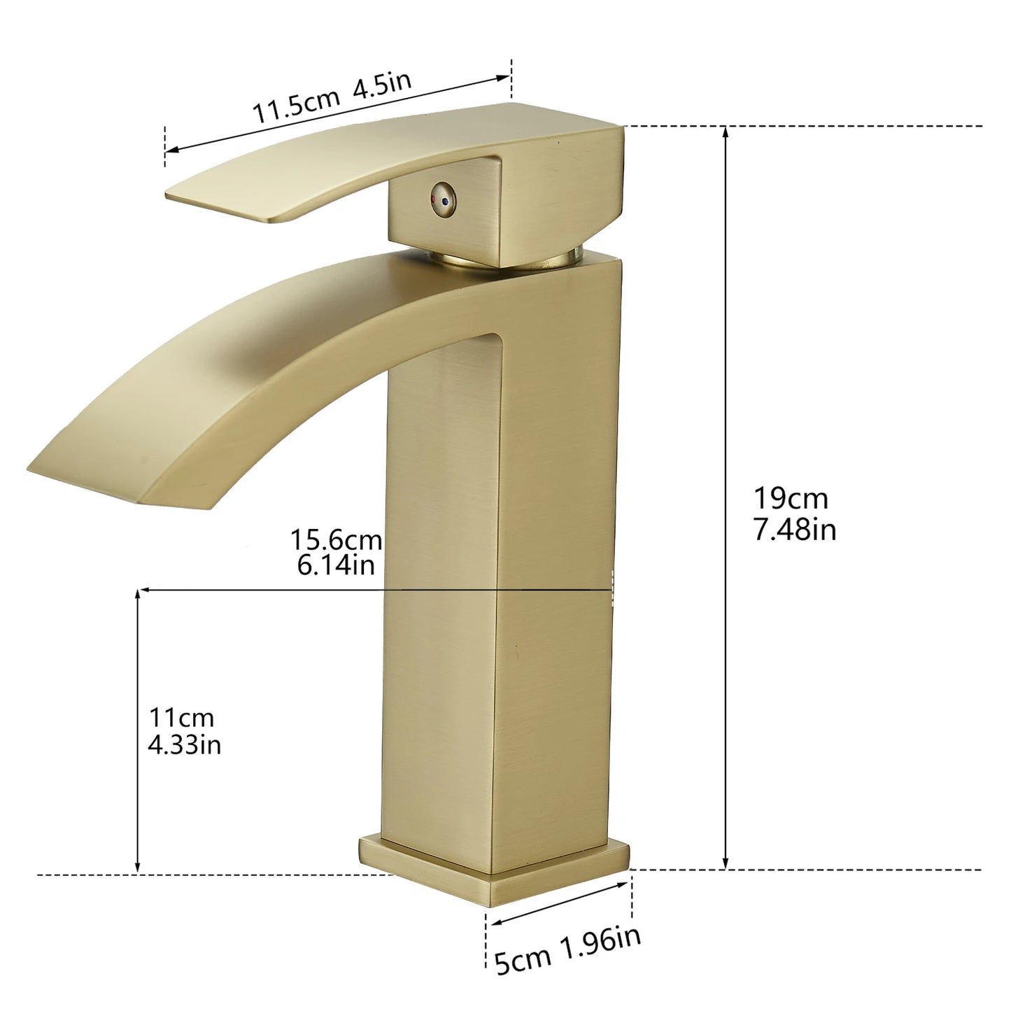Modern Luxury Brushed Gold Zinc Alloy Single-Hole Mounted Water Taps Single-Handle Bathroom Basin Faucets Ceramic Valve Metered