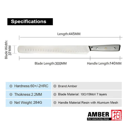 7 Layer Steel Damascus 10Cr15MoV Kitchen Knife Set with White Honey Comb Resin Full Tang