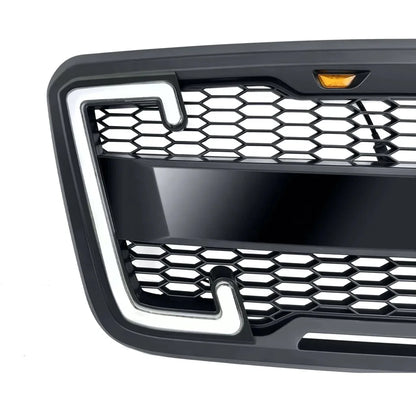 US Stock Raptor Style Mesh Grille W/DRL & Turn Signal Lights for 2004-2008 Ford F150 - Matte Black
