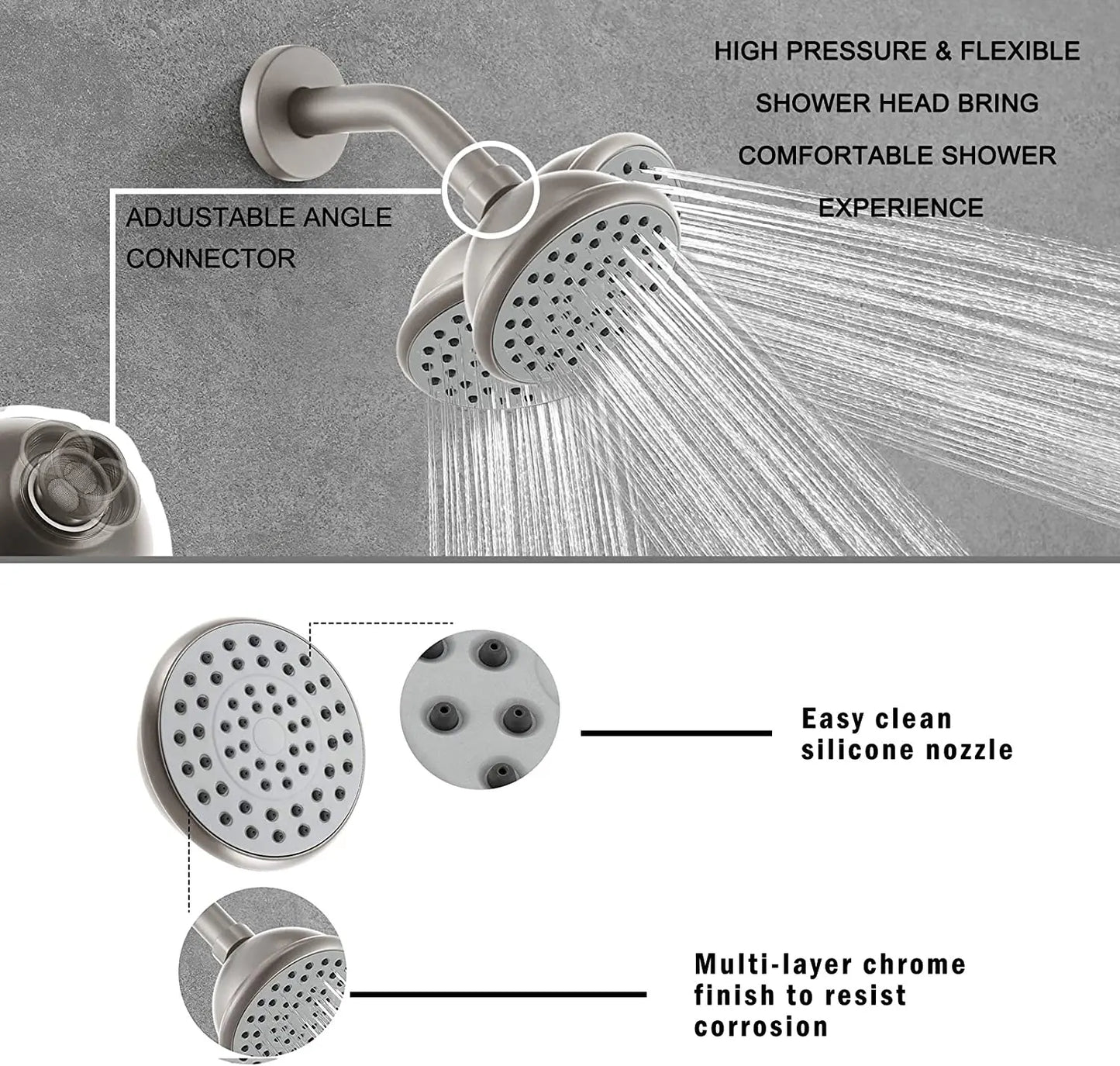 USA Free Shipping UPC Shower Combo Set Wall Mounted Brushed Nickel Shower Faucet Set with Tub Spout
