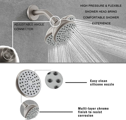 USA Free Shipping UPC Shower Combo Set Wall Mounted Brushed Nickel Shower Faucet Set with Tub Spout