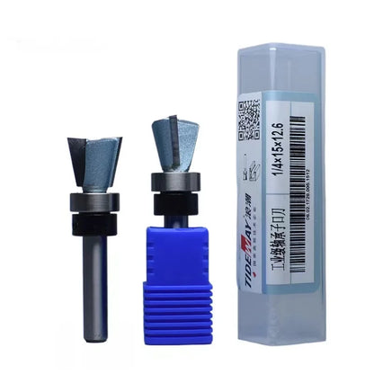 Tideway Professional Grade 1/4 Shank Carbide Bit Dovetail Router Bit Bottom Bearing End Mill Woodworking