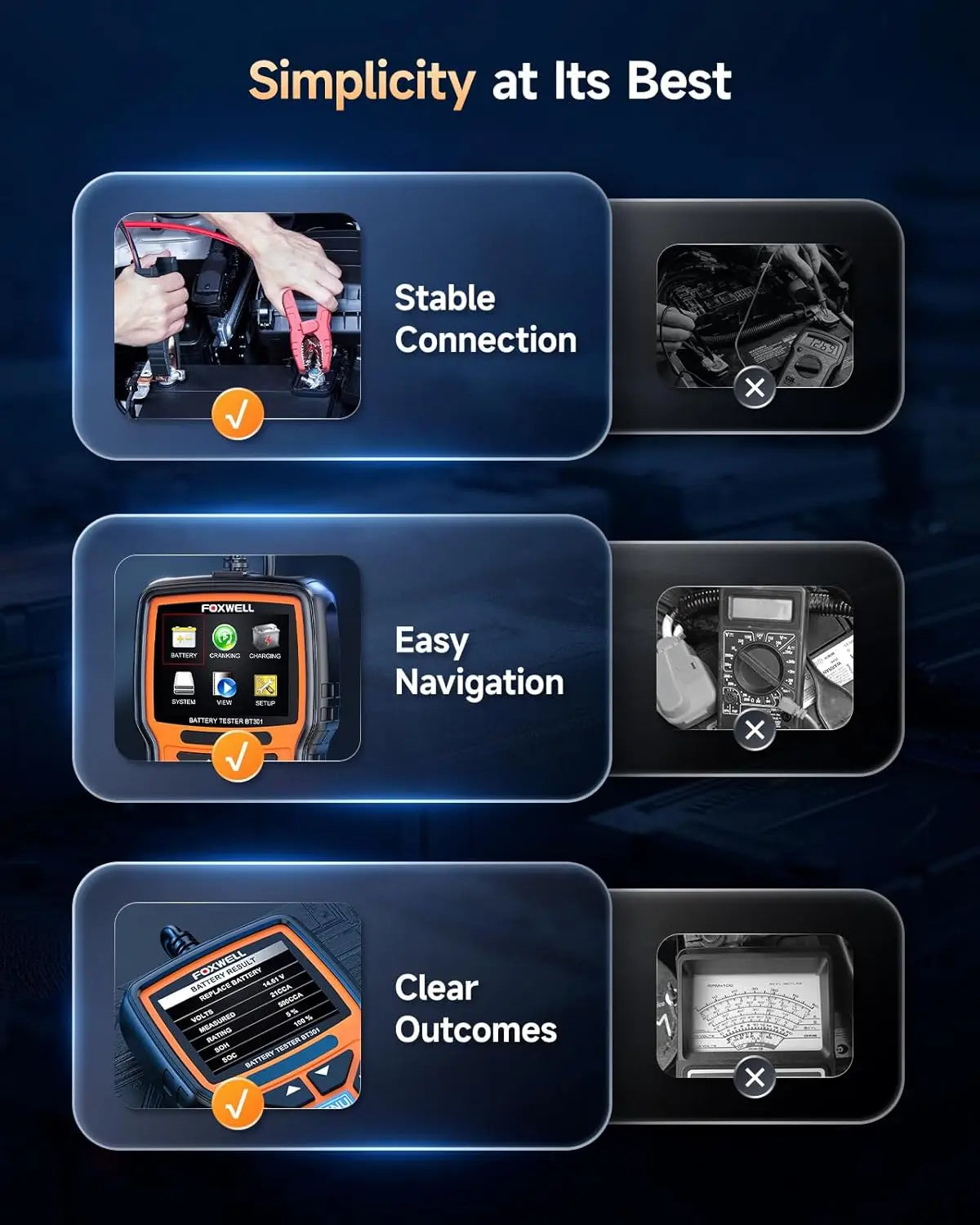 For FOXWELL NT301 Digital Crank Charging System 6V 12V Automotive Alternator Battery Tester Analyzer for Cars Trucks 1 Year