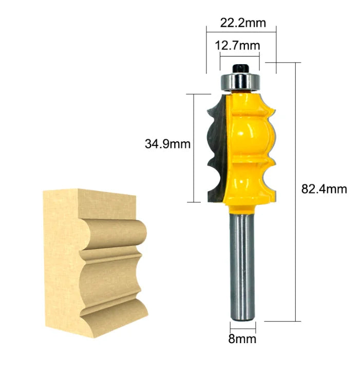 Kits012 10pcs Architectural Molding Router Bit Set - 8mm 12mm 12inch Line Knife Woodworking Cutter Tenon Cutter for Woodworking