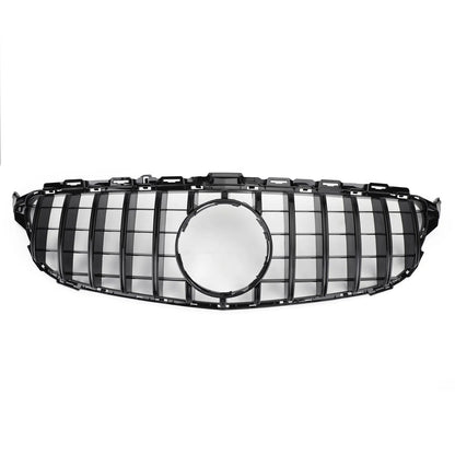 GTR Style With Logo Front Bumper Grill Grille for Mercedes-Benz W205 C250 C300 C43 2015-2018 Without Camera