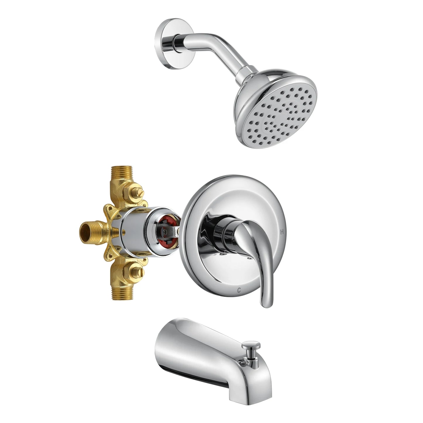 Shipment From US Warehouse Shower Head Rainfall Wall Mounted Bathroom Pressure Balance Rough-in Valve Shower Faucet