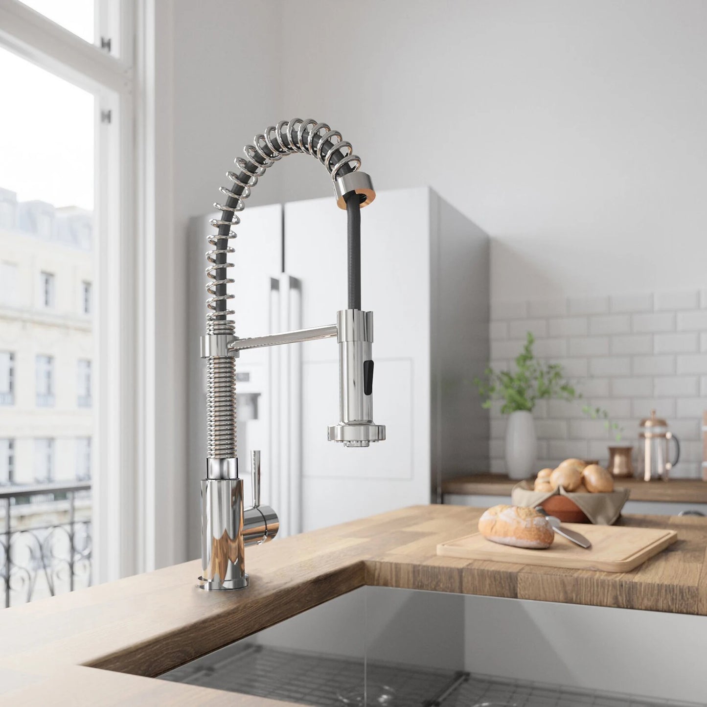 Fast Delivery Flexible Spring Neck Brushed Nickel Pull Down Kitchen Sink Faucet