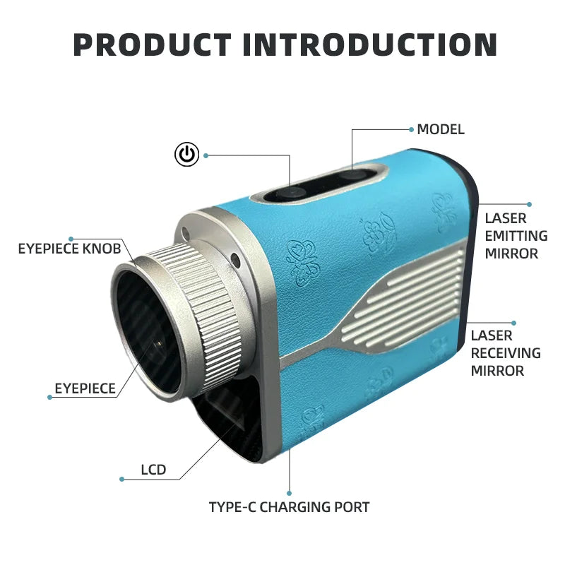 High Precision Laser Rangefinder Golf Distance Meter Range Finder With Slope Flag Lock USB Charging Waterproof Outdoor Use