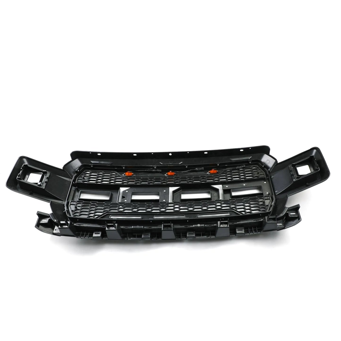 Honeycomb Grill Amber LED Raptor Style Grill Grille for Ford F150 F-150 2018 2019 2020 With Logo