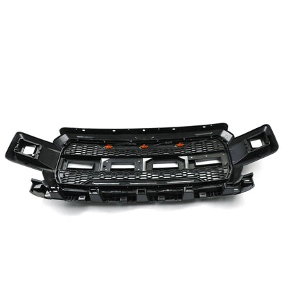 Honeycomb Grill Amber LED Raptor Style Grill Grille for Ford F150 F-150 2018 2019 2020 With Logo