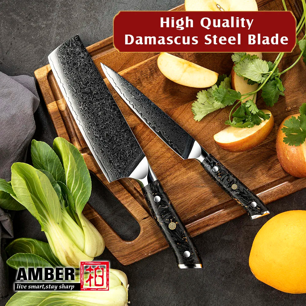 Amber Professional 7 Inch Nakiri Usuba Knife Japanese Damascus Vegetable Cutter Chef Knife