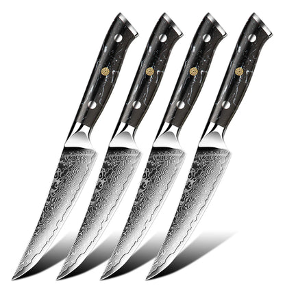 BlackTurquoise Stone Handle Professional Knife Set Damascus Steel Kitchen Knife Set Japanese Damascus Knife Set