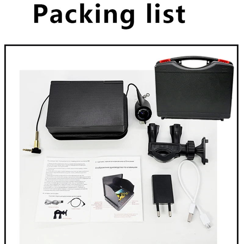 Portable Battery Powered Fish Finder 5 "waterproof Color Screen with 220° Large Wide Angle Underwater Camera and 20meter Cable