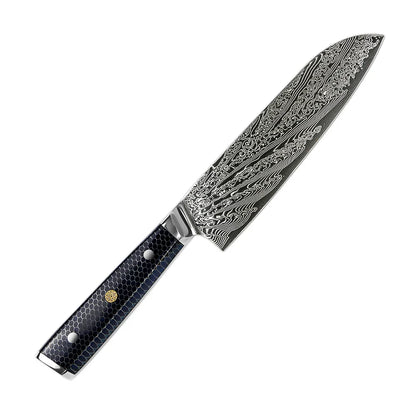 YANGJANG AMBER Premium Honey Comb Resin Handle Damascus Steel Vg10 Japanese Knife Sets, kitchen knife size - 7 Inch