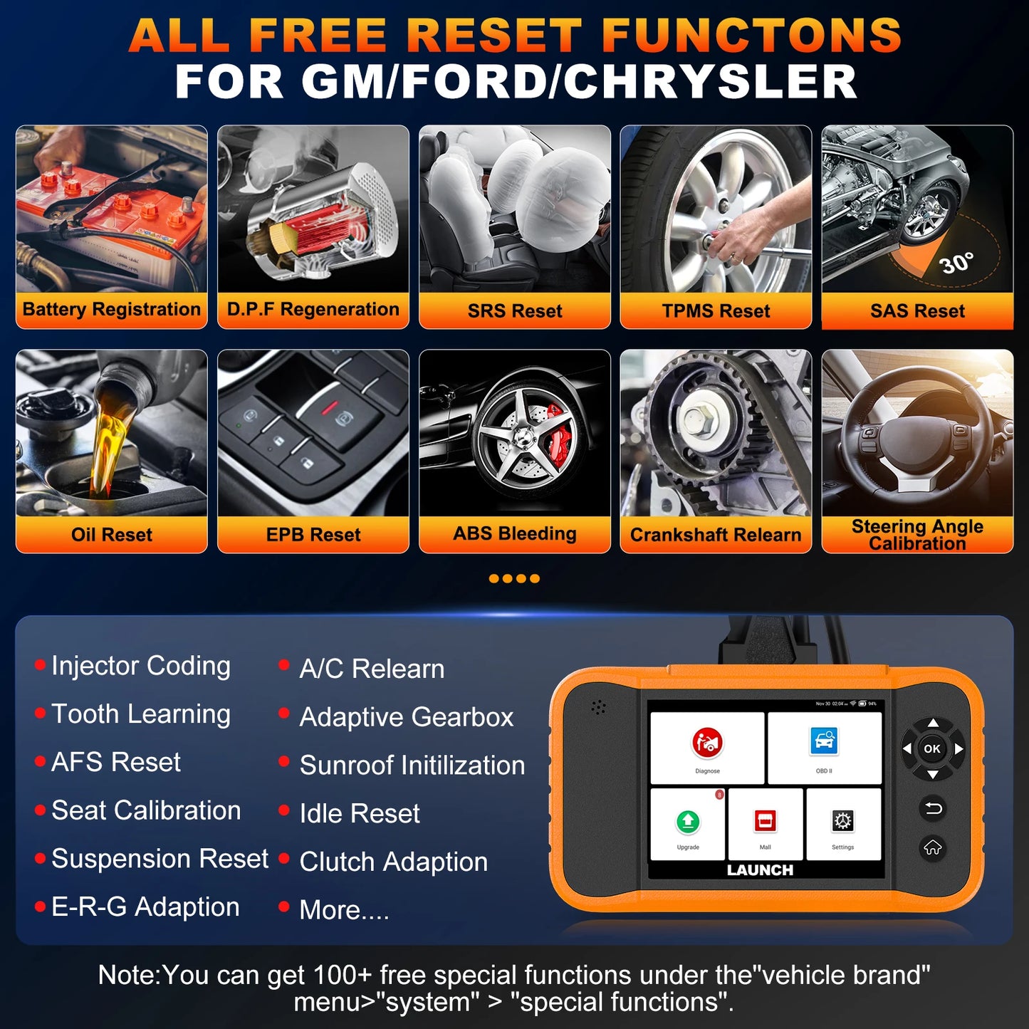 USA EU Warehouse Launch CRE 2.0 for FGC All System Bi-directional Control Diagnostic Tool OBD2 Scan Machine Free Software