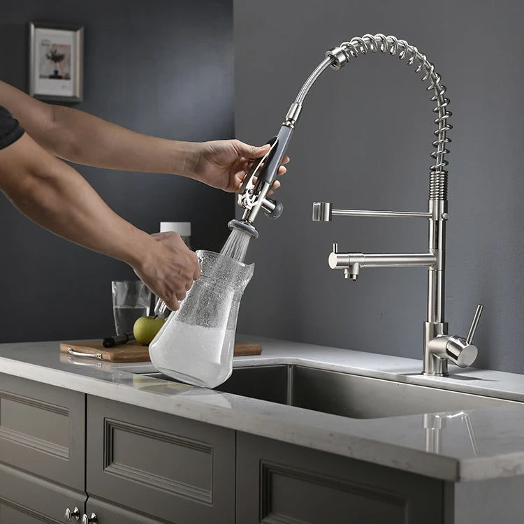 Modern Dual Handle Thermostatic Tap Contemporary Single-Hole Pull Kitchen Faucet American Kitchens Made China Kitchen Faucet