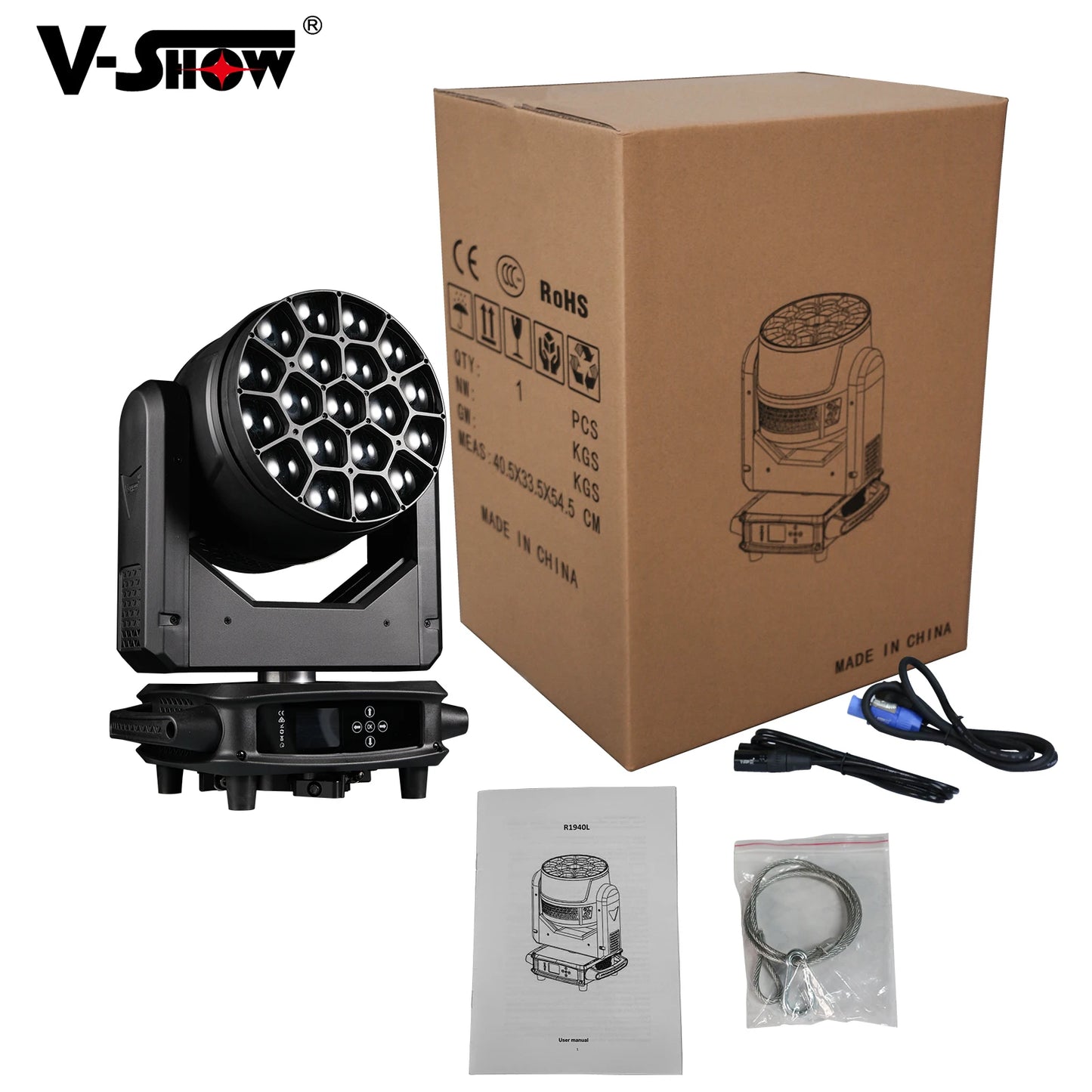 Shipping From USA VSHOW R1940L Big Bee 19pcs 40w Wash RGB Moving Head Light High Power LED Wash Moving Head for Dj Concert