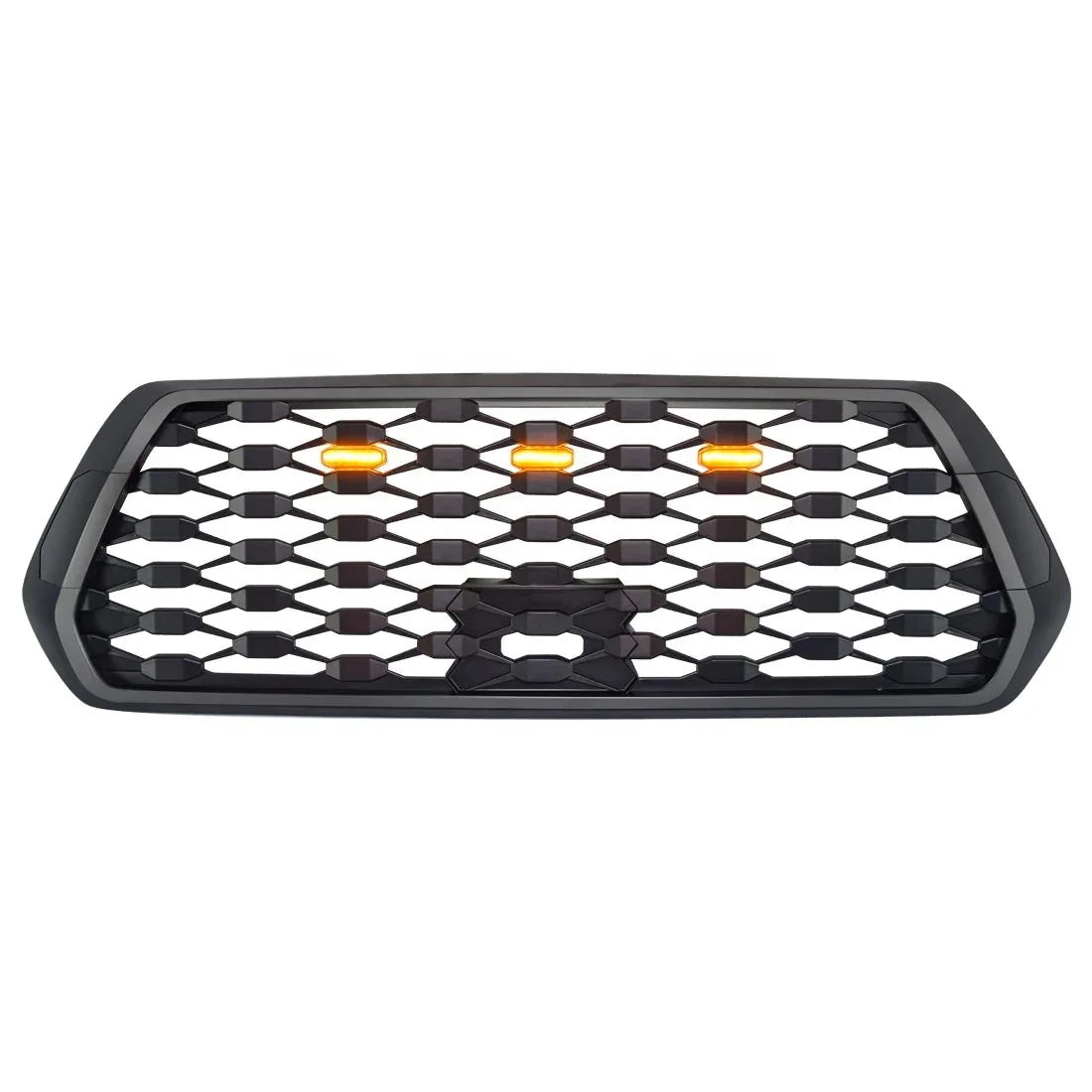 US Stock Front Mesh Matte Black Grille With Amber Lights for 2016-2021 Toyota Tacoma