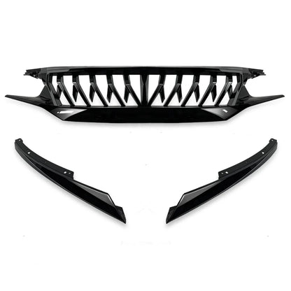 US Stock Glossy Black Shark Style Grille for 2016-2021 Honda Civic Sedan/Hatchback/FK8