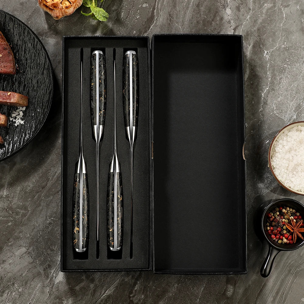 BlackTurquoise Stone Handle Professional Knife Set Damascus Steel Kitchen Knife Set Japanese Damascus Knife Set