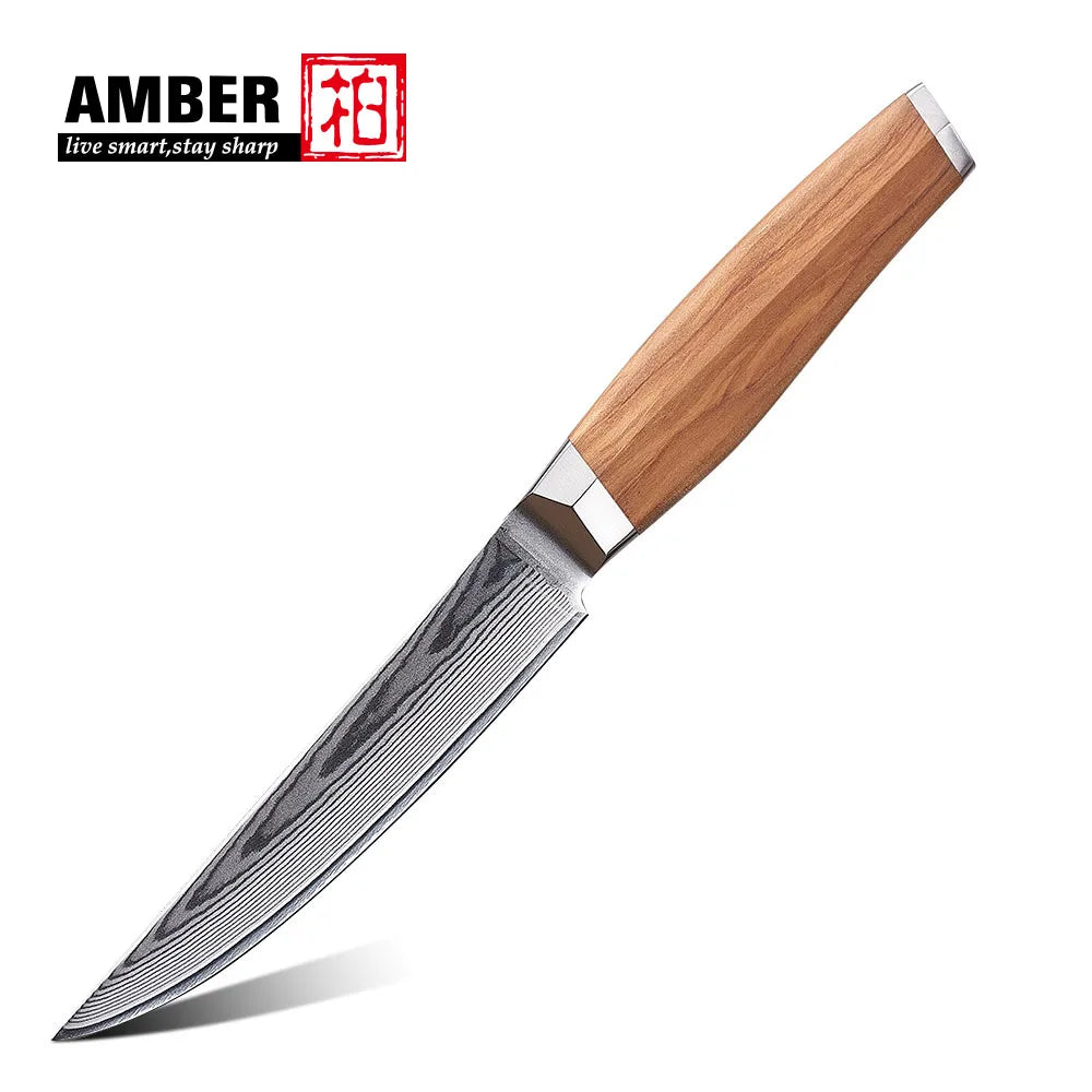 Original Design 5 Inch 67 Layers VG10 Damascus Steel Kitchen Knives Cutlery Restaurant Steak Beef Knife with Olive Wood Handle