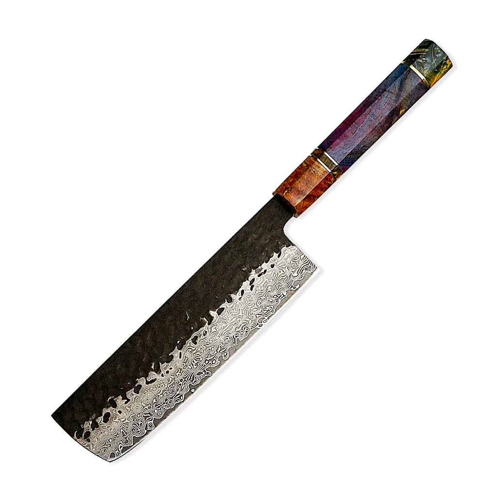 3 Pcs 67 Layers Damascus Japanese VG 10 Steel Stainless Kitchen Knife Set with Stabilized Wood Handle