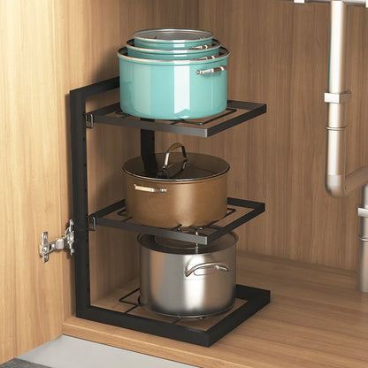 OEM Multi-functional Household Kitchen Rack Undercountertop Sink Cabinet Organizer with Multi-layer Pot Holder Storage