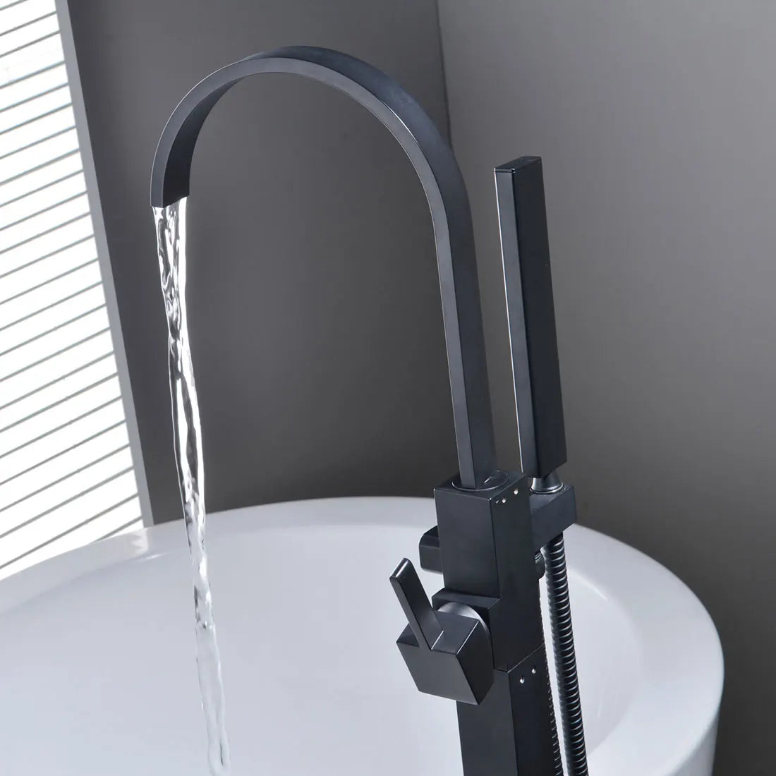 Matte Black Stand Bathtub Luxury Bathroom Free Floor Standing Bathtub Faucet Mixer Shower Design Brass Modern Outer Carton Box