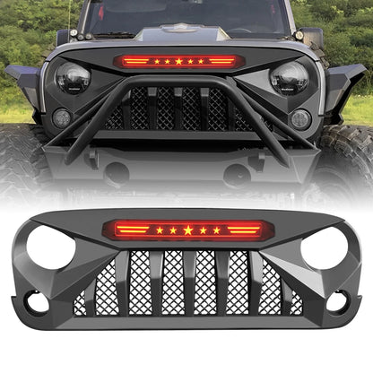 Off-Road 4x4 Car Parts Paint Grilles for jeep wrangler Jk Bumper 2007-2018 Matt Black Front Grill