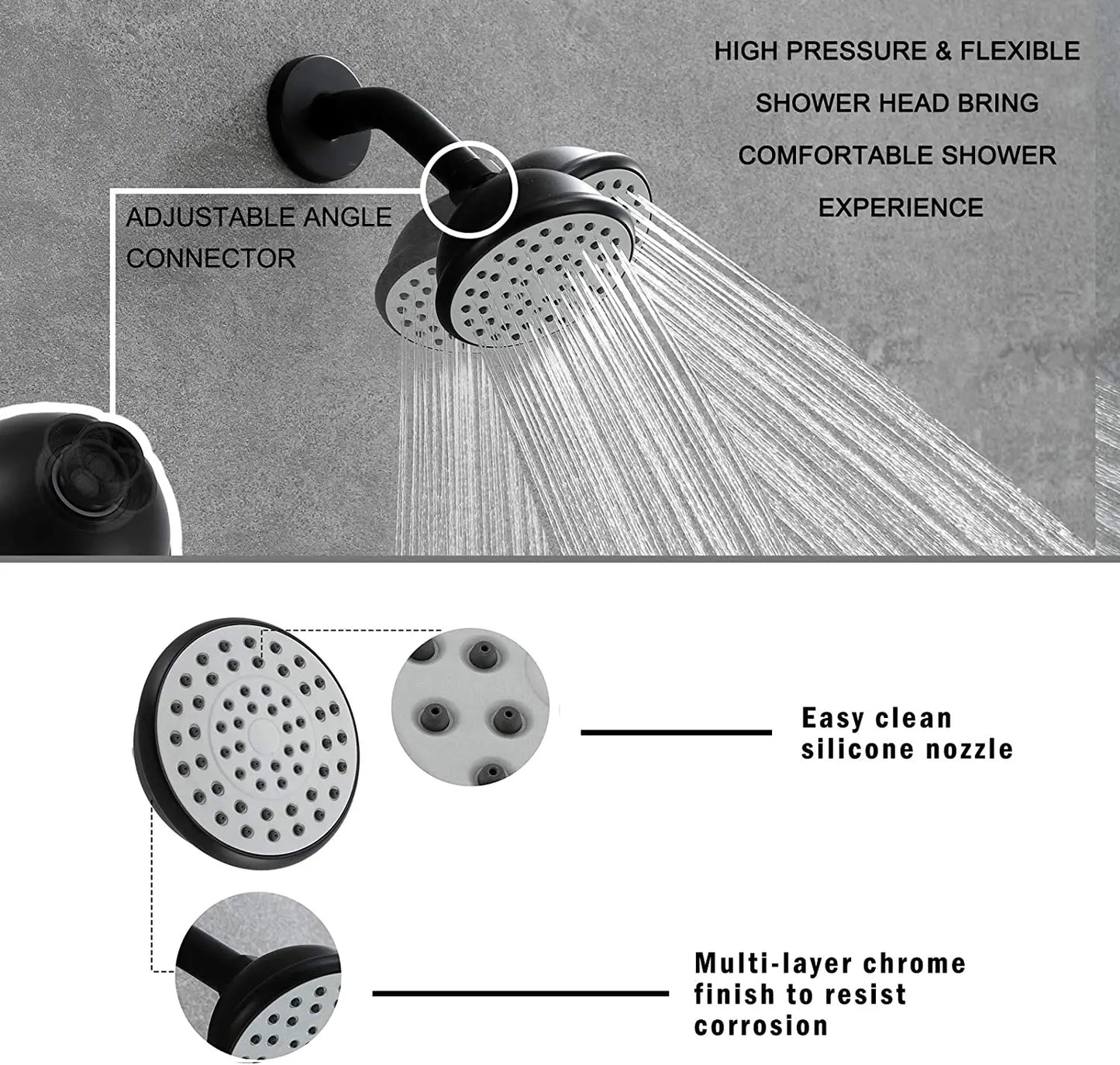 USA Free Shipping UPC High Flow Shower and Tub Faucet Set Matte Black with Tub Spout